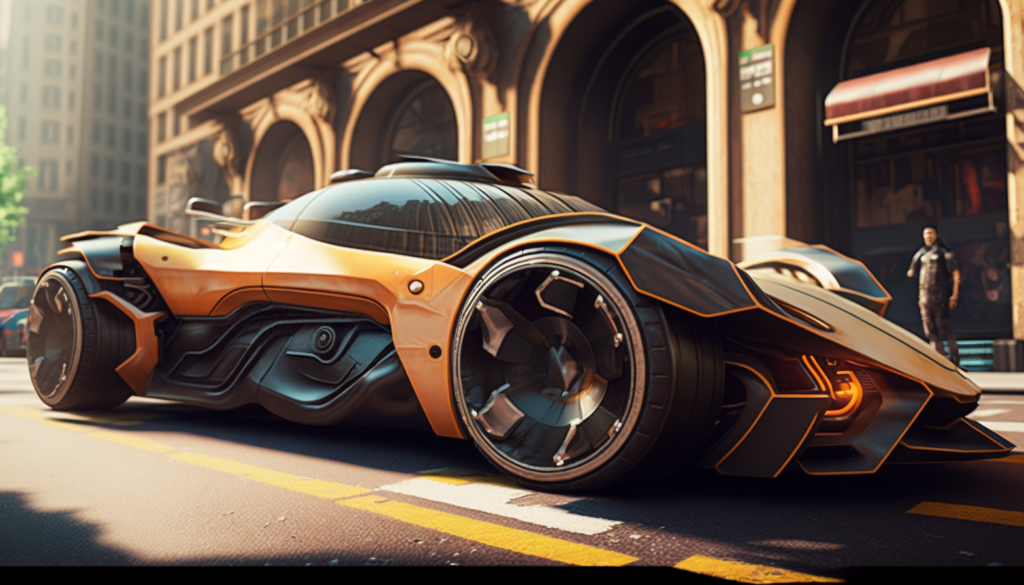 best ai art prompts futuristic sports car